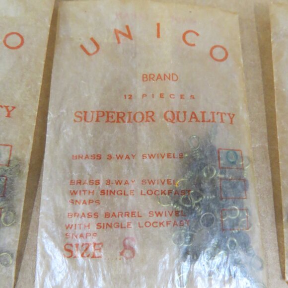 Unico Vintage Fishing Brass 3-Way Swivels Size 8- 12 packs of 12 swivels NOS IOB - Picture 3 of 6